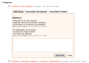 Las notas, documentos y foros de una tarea